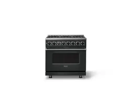 Front. Viking - 36 in. Wide 6 Burner Dual Fuel Sealed Burner Range-LP - Antique Bronze.