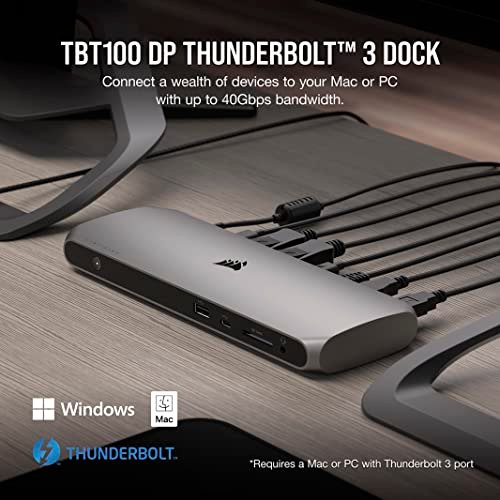 CORSAIR TBT100 Thunderbolt 3 USB Dock with Two DisplayPort and