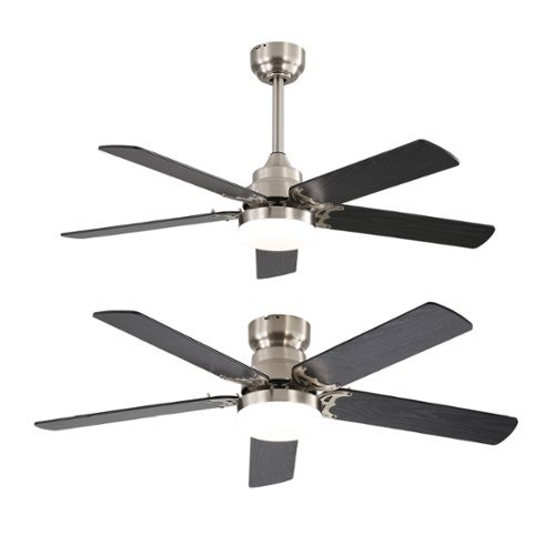 Sofucor - 42 Inch Brushed Ceiling Fans Light Kits with Remote Control Dimmable LED & 6 Speeds Reversible Quiet DC - Nickel-Front_Standard 
