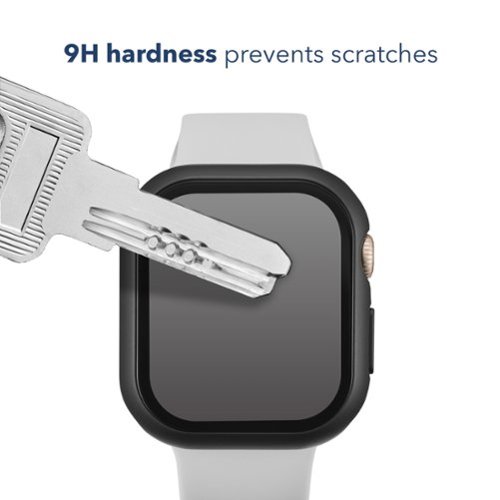 Insignia™ Bumper with Glass Screen Protector for Apple Watch 42mm - Black and Clear WHERE TO BUY