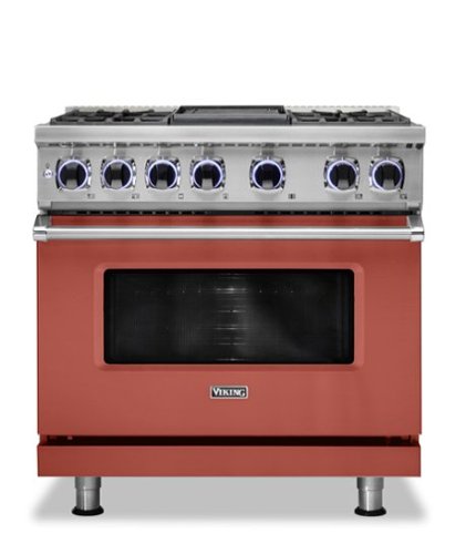 Viking - 36"W./24"D. Dual Fuel Sealed Burner Range-4 Burners/Griddle - Spiced Cider-Front_Standard 