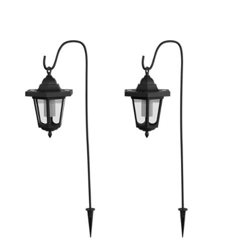Pure Garden 26” Hanging Solar Coach Lights-2 Piece - Black
