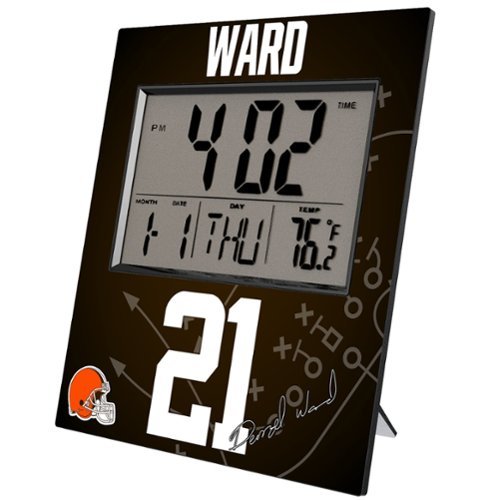 Keyscaper - Denzel Ward Cleveland Browns Digital Desk & Wall Clock - Multicolor-Front_Standard 