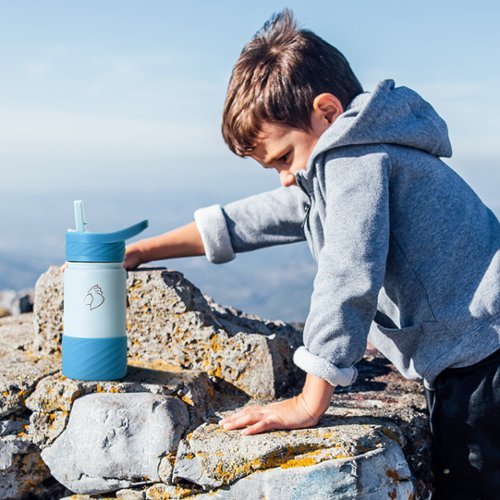Buzio - 14oz Insulated Water Bottle with Straw Lid & Silicone Boot for Kids - Blue-Alt_View_Standard_16 