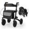 Costway - Walker for Seniors Folding Rollator Walker with 9" Pneumatic Tires for All Terrain - Black-Front_Standard
