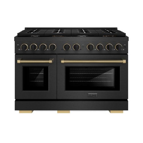 ZLINE - Designer 48 in. 6.7 cu. ft. Freestanding Paramount Dual Fuel Range in Black Satin Steel with Black and Bronze Accents - Black Satin Stainless Steel
