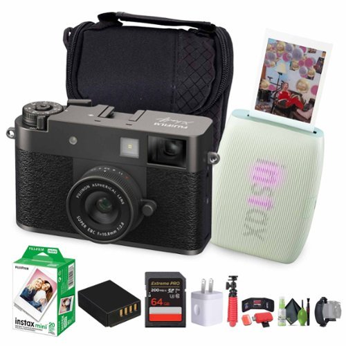 Fujifilm X Digital Camera (Charcoal Silver), MINI LINK 3 Printer