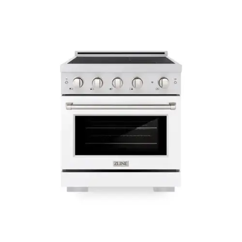 Front. ZLINE - 30 in. 4.2 cu. ft. Paramount Freestanding Induction Range with 4 Burners and Electric Oven with White Matte Door - Matte White.