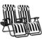 Best Choice Products - Set of 2 Zero Gravity Lounge Chair Recliners for Patio, Pool w/ Cup Holder Tray - Black Striped-Front_Standard