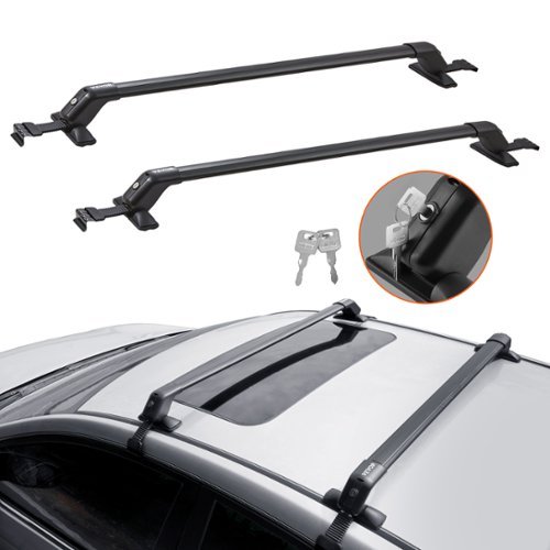 VEVOR - Universal Roof Rack Cross Bars, Aluminum Roof Rack Crossbars, Fit Roof without Side Rail, 155 lbs Load Capacity - Black-Front_Standard 