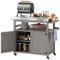 Outsunny - Grill Cart w/ Stainless Steel Top, Solid Wood Outdoor Kitchen Island w/ Wheels - Gray-Front_Standard