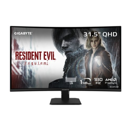 GIGABYTE - G32QC A 32" LED Curved QHD Freesync Premium Pro Gaming Monitor with HDR (HDMI, DisplayPort, USB) - Black-Front_Standard 