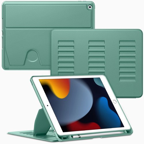 VIKESI - Magnetic Case for iPad 10.2" 7th/8th/9th Gen, Shockproof, Pencil Holder, Auto Wake/Sleep, Multi-Angle Stand - Forest Green-Front_Standard 