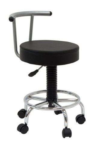 Studio Designs - Futura Height Adjustable Stool with Padded Seat - Silver/Black-Front_Standard 