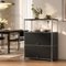 Malletson - Metal Modular Sideboard Storage Cabinet 3 Tier, Modern Grid-Style, for Dining Room or Office - Black-Front_Standard