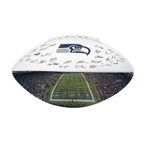 Logo Brands - Seattle Seahawks 2025 Autograph Signature Football - Navy-Front_Standard 