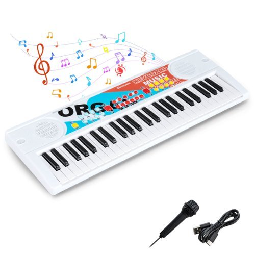 Costway - 49 Keys Portable Electric Keyboard Piano with 8 Rhythms, 8 Tones & 10 Demos - White-Front_Standard 