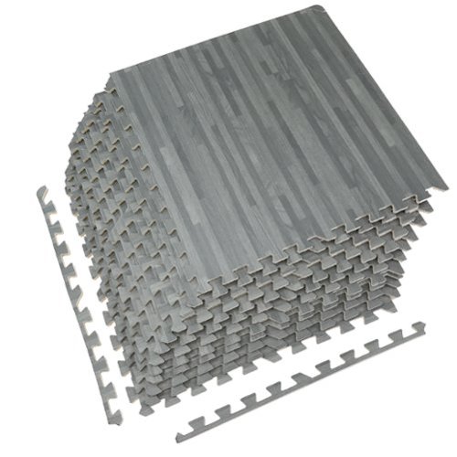 Sorbus - 3/8-Inch Thick 96 Sq. Ft. Wood Grain Floor Foam EVA Interlocking Mats Tiles w/ Borders - for Home, Trade Show - Gray-Front_Standard 