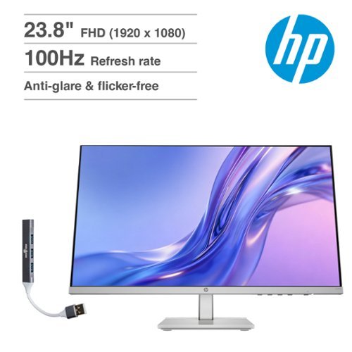 HP - Series 5 524sh 24'' FHD IPS Monitor, Anti-Glare, Flicker Free, VGA, HDMI & DKZ Hub, Color (94C19AA#ABA) - Black/Silver-Front_Standard 