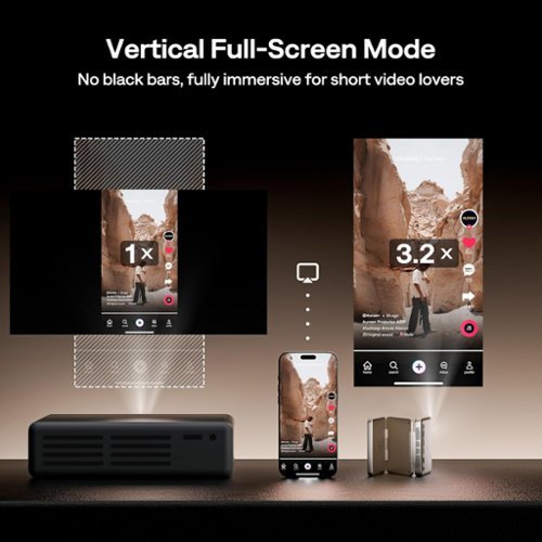 Aurzen ZIP Tri-Fold  Portable DLP Projector, Pocket Size, Auto Focus,  Screen Mirroring, 5,000mAh Battery, Mini Projector, Gold - Gold GLOBAL SHIPPING