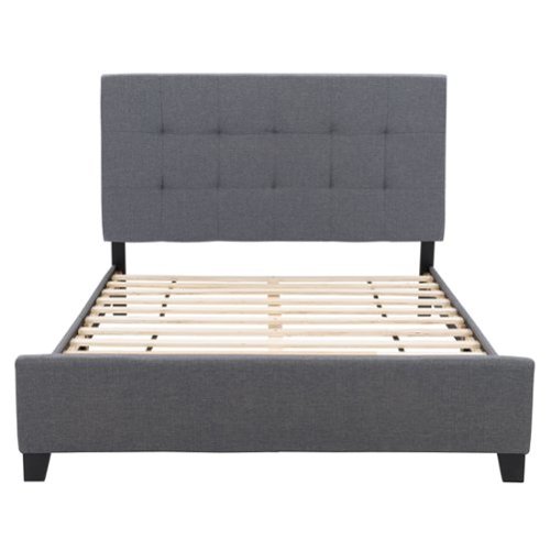 CorLiving - Ellery Fabric Upholstered Queen Bed Frame - Gray-Front_Standard 