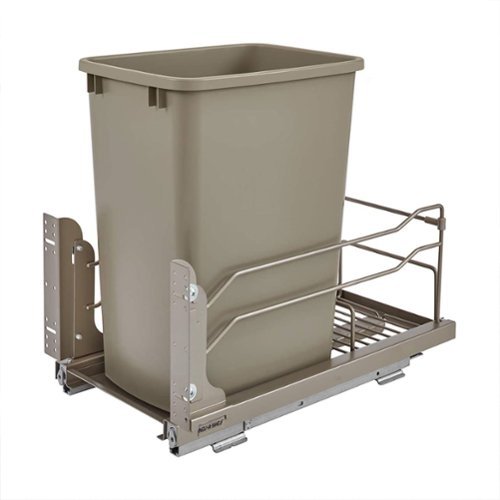 Rev-A-Shelf - Pullout Kitchen Trash Can 35 qt. with Soft-close, 53WC-1535SCDM-112 - Champagne-Front_Standard 