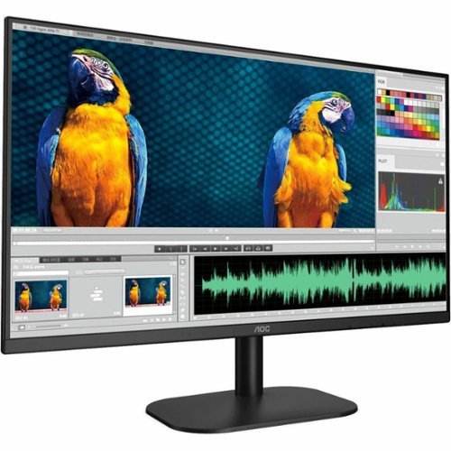 AOC - 21.5" VA LED FHD 100Hz Monitor (VGA, USB, HDMI, DVI) - Textured Black, Black