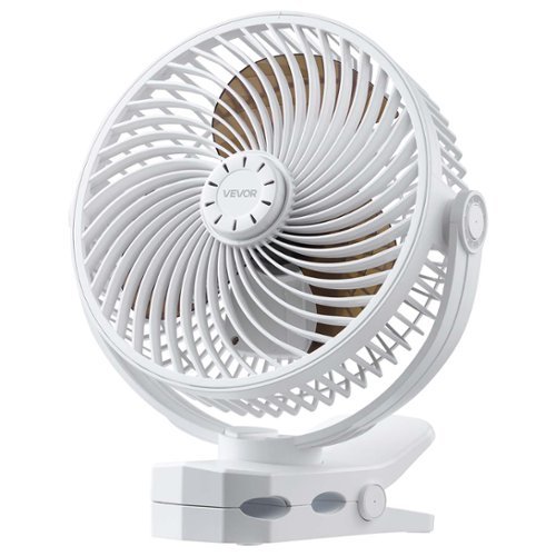 VEVOR - Portable Clip Fan, Rechargeable Clip On Fan, USB Port with 3 Speeds & Circulation Mode, Strong Airflow Sturdy Clamp - White-Front_Standard 