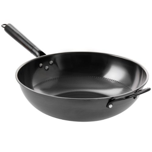 Gibson - Home Debossed 13 Inch Heavy Gauge Carbon Steel Wok - Black-Front_Standard 