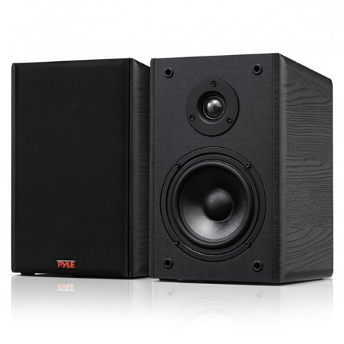 Pyle - 5.25” 2-Way HiFi Home Theater Wired Bookshelf Speakers with Wall Mount Brackets - Black-Front_Standard 