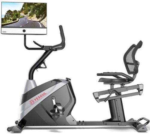 YESOUL J1 PLUS Recumbent Bike w/ 21.5" HD screen, 360° rotation. Multimedia casting, immersive audio, 6W speakers, Black