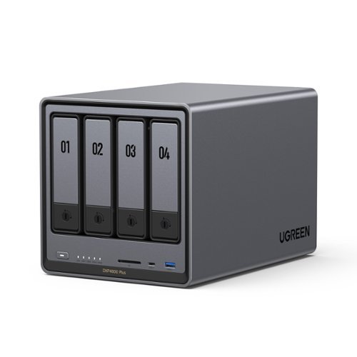 UGREEN - NASync DXP4800 Plus, 144TB 4-Bay NAS with AI Photo Album, Remote Access, 8GB RAM, 10GbE (Diskless, HDMI Cable Included) - Gray-Front_Standard 