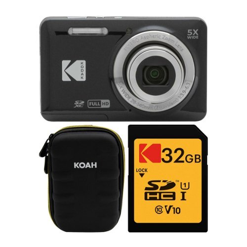 Kodak - PIXPRO Friendly Zoom FZ55 Digital Camera with Case and Memory Card - Black-Front_Standard 