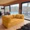 KERDOM - 62'' Wide Corduroy Sleeper Sofa Bed, Convertible Loveseat Sofa With Pull-out Bed, Foldable Spliced Block Lounge Couch - Yellow-Front_Standard