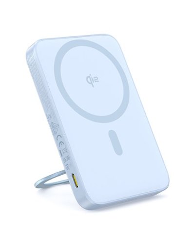 Baseus - Qi2 MagSafe Power Bank, PicoGo 5000mAh Wireless Portable Charger with 360° Rotatable Ring Stand - Blue-Front_Standard 