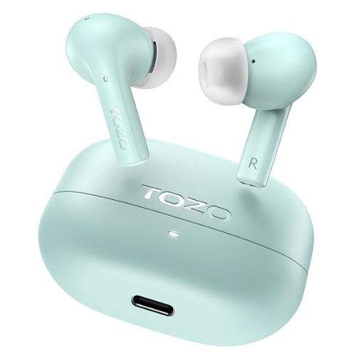 TOZO - E2 Powerful Bass Earbuds Wireless, AI ENC Mic, 30H, Clear Call, APP Customize 32EQ, Bluetooth 5.3 Earphones, Low-latency - Green-Front_Standard 