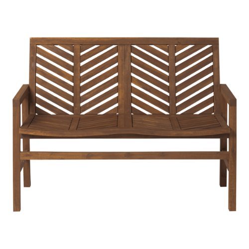 Walker Edison - Patio Outdoor Windsor Acacia Wood Garden Bench - Dark Brown-Front_Standard 