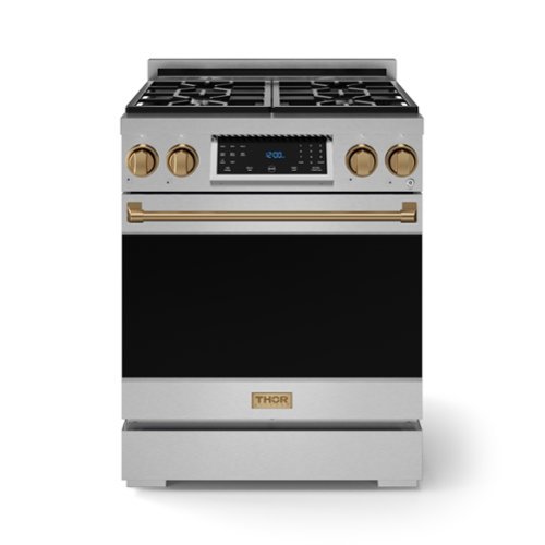 Gordon Ramsay Series by Thor Kitchen 4.55 Cu. Ft Freestanding Liquid Propane Gas Range with Bronze Hardware - Stainless Steel-Front_Standard 