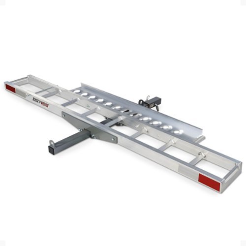 Black Widow - Motorcycle Bike Carrier with Ramp for 2" Hitch, 400 Pound Capacity - Silver-Front_Standard 