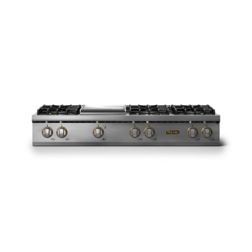 Viking - 48"W. Pro5S 6 Burner Built-in Gas Sealed Burner Rangetop-Stainless Steel/Brushed Brass - Stainless Steel