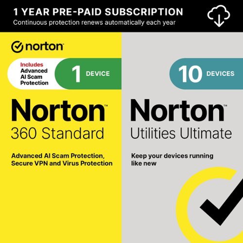 Norton - 360 Standard + Utilities Ultimate (1 Device) Antivirus Internet Security + Scam Protection + VPN (1 Year Subscription) - Android, Apple iOS, Mac OS, Windows [Digital]