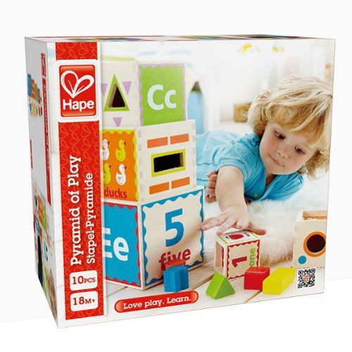 Hape - Hape: Pyramid of Play - 5 Wooden Nesting Blocks & Boxes, 18mo+