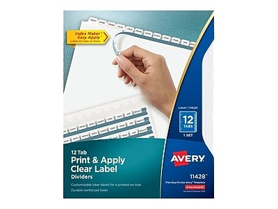 Avery - Index Maker Paper Dividers with Print & Apply Label Sheets, 12 Tabs - White - image 2