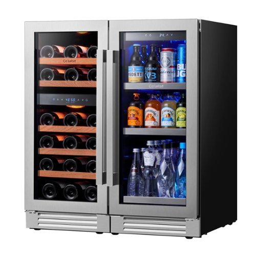 Ca'Lefort - 30 Inch Wine Cooler Beverage Refrigerator, Hold 100 Cans and 28 Bottles Dual Zone Wine and Beverage Fridge - Stainless Steel-Front_Standard 