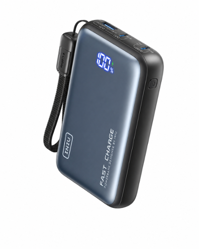 INIU - 65W 20000mAh Power Bank, Compact Fast Charging Portable Charger, with USB-C Cable, for Laptops, Tablets, Cell Phones etc - Black-Front_Standard 