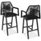 Best Choice Products - Set of 2 Indoor/Outdoor Aluminum, Woven Rope Swivel Barstools w/ Armrests - Black/Obsidian-Front_Standard