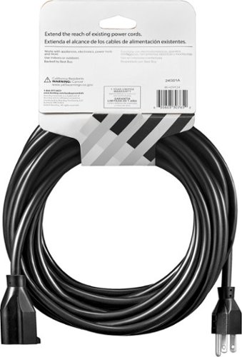 Best Buy essentials™ 25' 16 AWG Indoor/Outdoor Extension Power Cord - Black HOW TO BUY