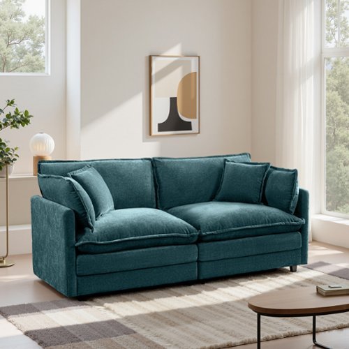 KERDOM - 63" Cloud Sofa Chenille Loveseat Couch, Small Sectional 2-Seater Sofa for Apt Living Room, 300lbs Capacity per Seat - Green-Front_Standard 