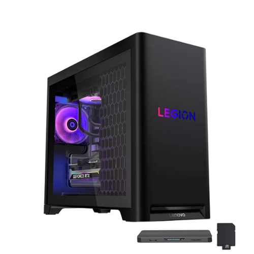 Lenovo - Legion T5 Gaming Desktop,Intel Core Ultra 7 265F,GeForce RTX 5060 Ti,64GB DDR5,2TB SSD+1TB Dock Set,Win 11 - Black-Front_Standard 