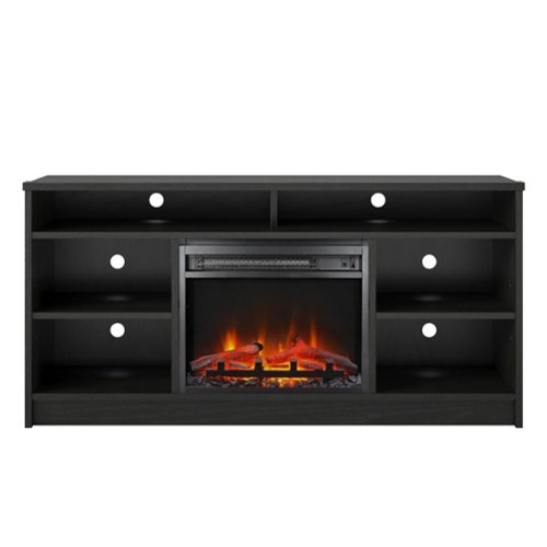 Ameriwood Home - Hendrix 55" TV Stand with Electric Fireplace - Black Oak-Front_Standard 